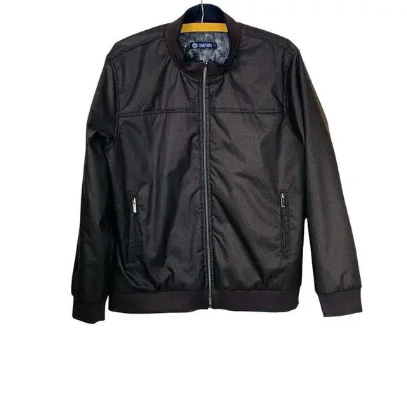 Marcello Dark Brown Mocha Microfiber European Modern Bomber Jacket Size L - Picture 3 of 7